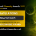 A banner photo with the words 'National Diversity Awards Congratulations Hannah Deakin you have been nominated for the 2021 positive role model award.' The background is black and gold.