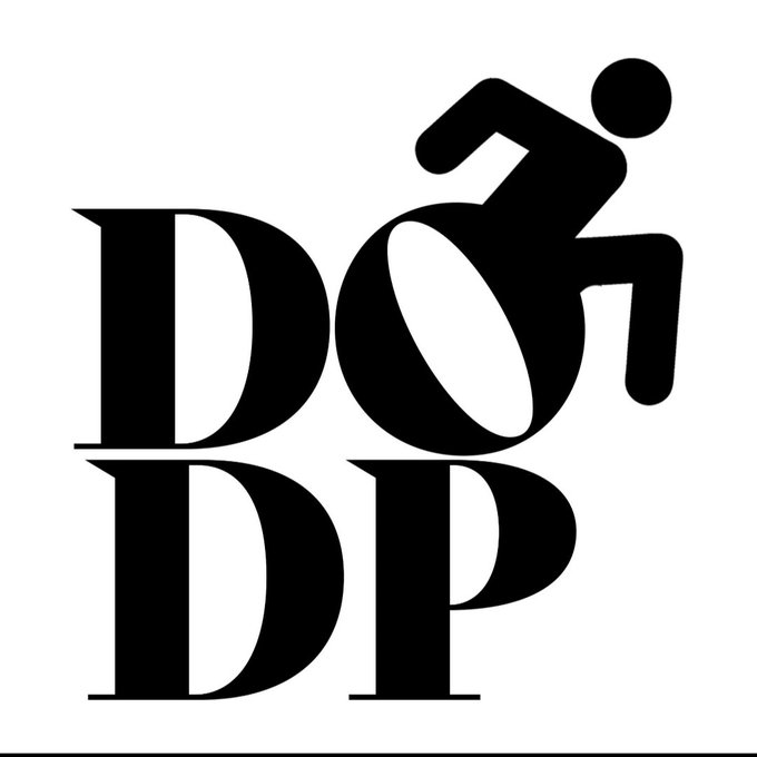 Diary of a Disabled Person logo. A white square with capital 'D O' then 'D P' below in black. The 'O' has a person sitting on it to illustrate a wheelchair user.