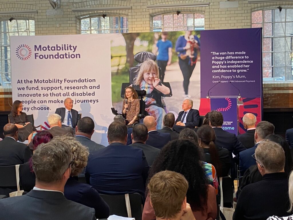 Hannah speaking at the Motability Foundation AGM in front of around 200 people.