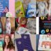 A colleague of photos showing The View From Down Here book, Lindor chocolate, cute hot water bottles, fancy patterned metal water bottles, a Christmas Bear (Dandy) modelling a heated blanket, Unlearning Ableism book, Have Your Way with Chronic Illness book, Purple socks and a blue badge cover.